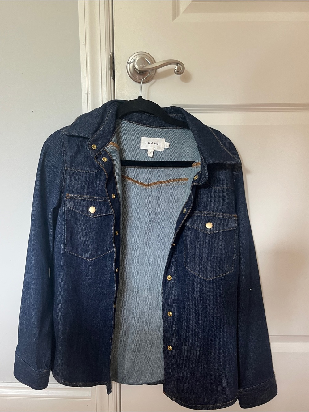 Frame Denim Indigo Button-Front Denim Shirt Jacket